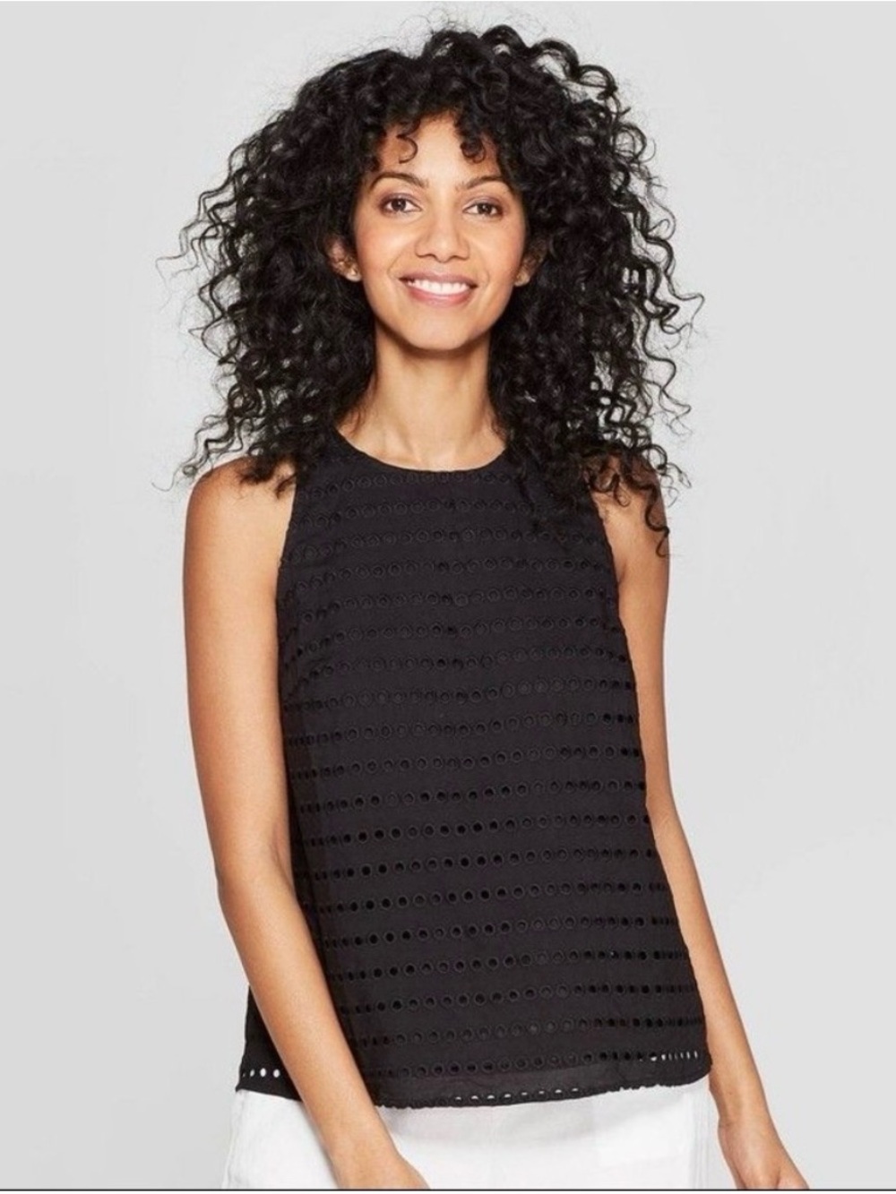 a new day Black Eyelet Tank Top